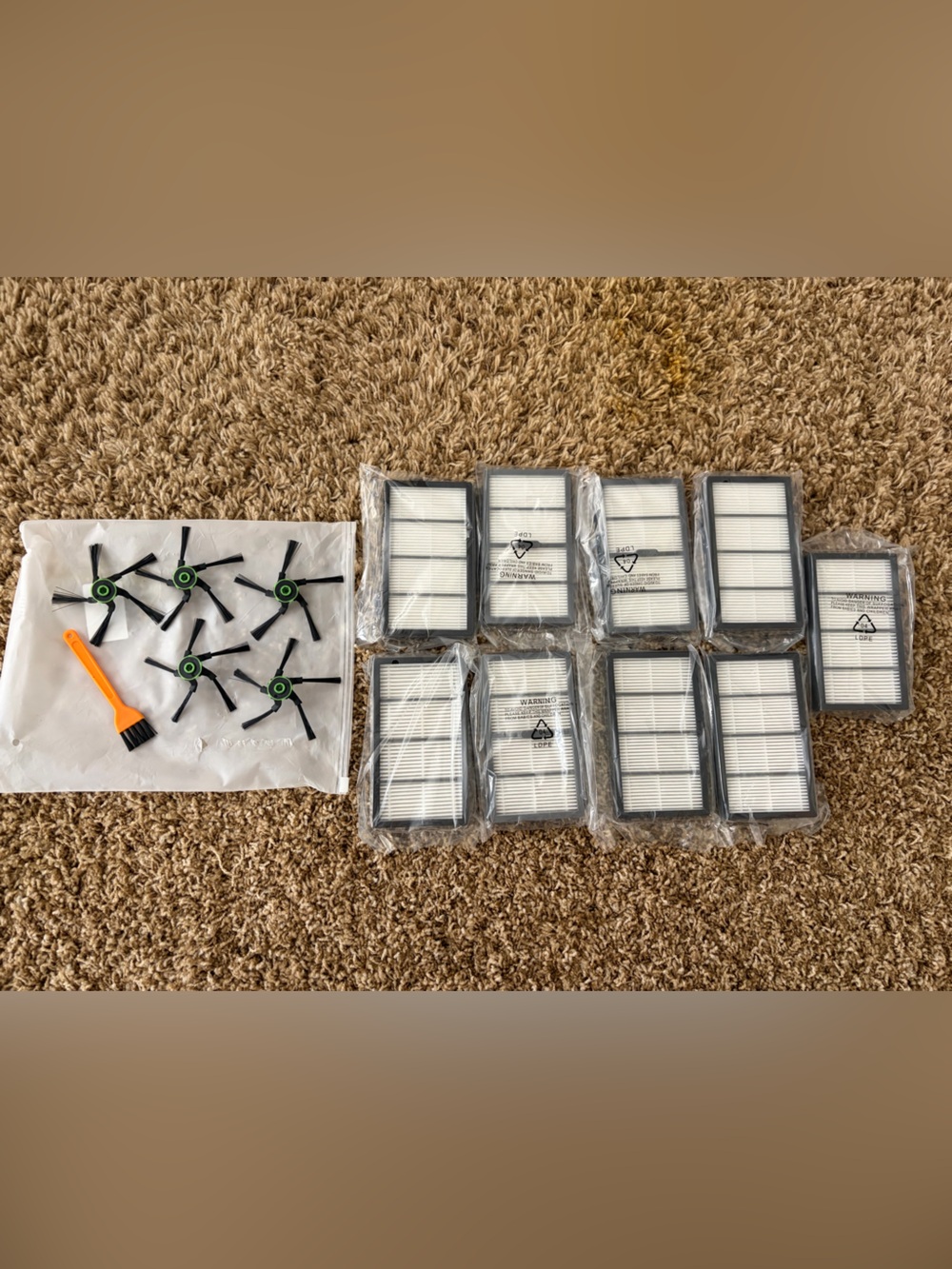 Replacement Robot Vacuum Side Brushes and HEPA Filters - Black/Orange